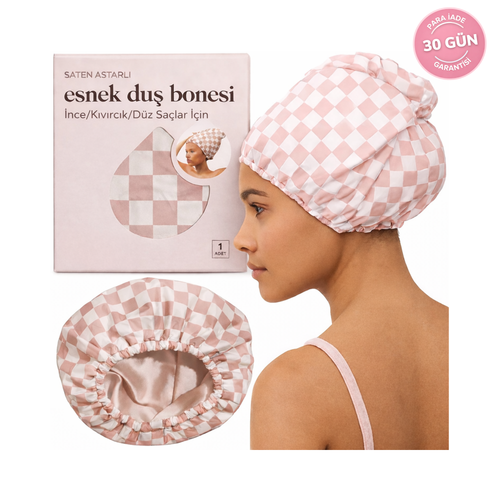 SATENYA Lüks Saten-Astarlı Esnek Duş Bonesi