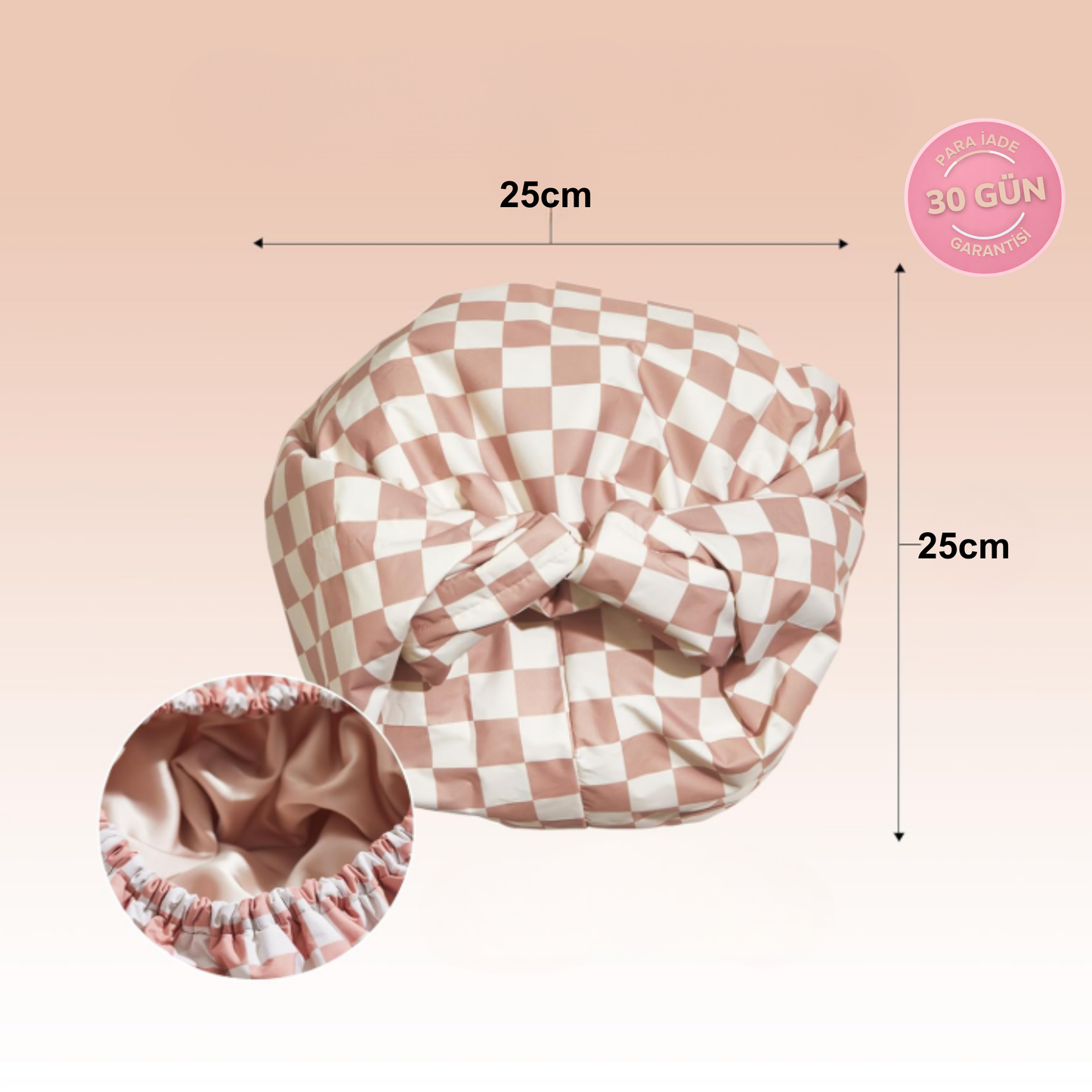 SATENYA Lüks Saten-Astarlı Esnek Duş Bonesi