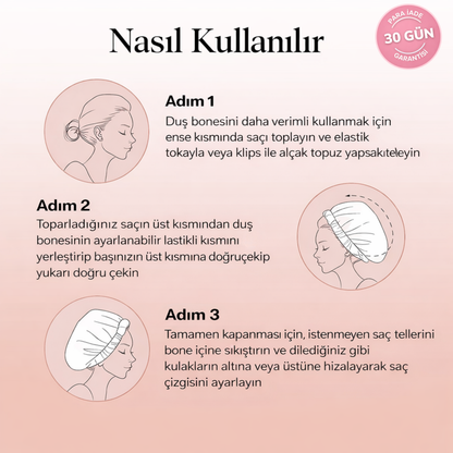 SATENYA Lüks Saten-Astarlı Esnek Duş Bonesi